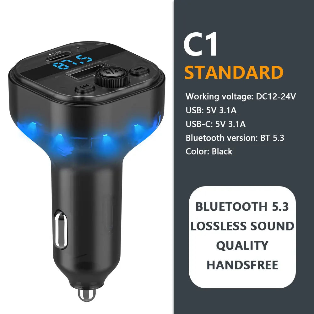 Bluetooth 5.4 FM-Transmitter für Kfz-AUX-Anschluss
