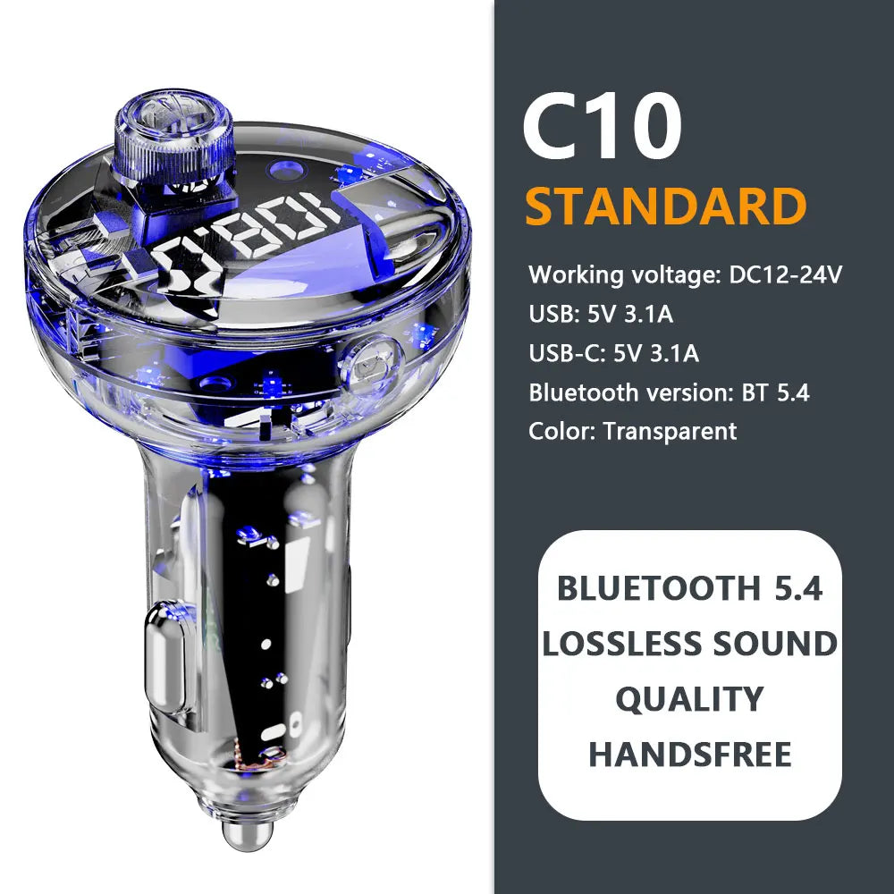 Bluetooth 5.4 FM-Transmitter für Kfz-AUX-Anschluss