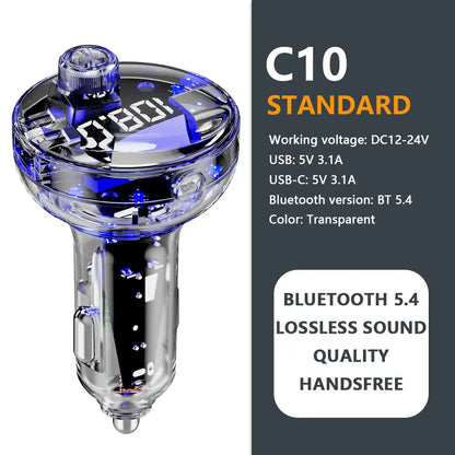 Bluetooth 5.4 FM-Transmitter für Kfz-AUX-Anschluss