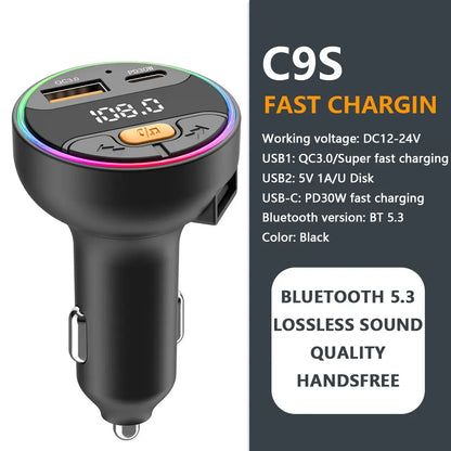 Bluetooth 5.4 FM-Transmitter für Kfz-AUX-Anschluss